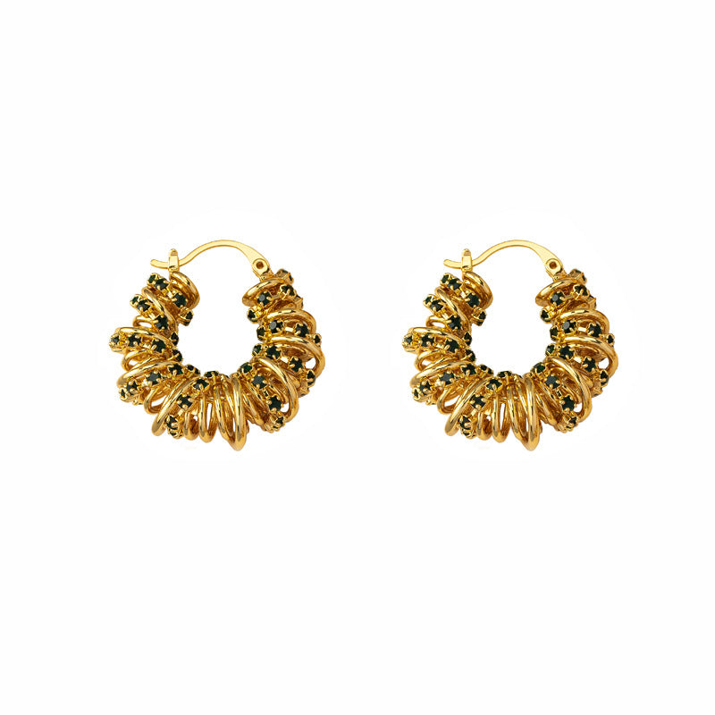 Wholesale Hoop Mixed Color Crystal Rhinestone Earrings